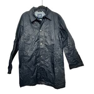 GAP Men’s Medium Navy Blue‎ Long Button Coat Jacket Acrylic Cotton Blend